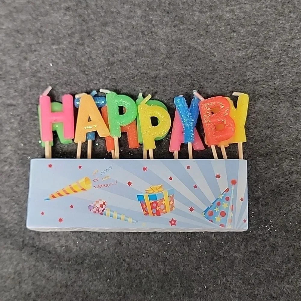 Happy Birthday Colorful Glitter Candles